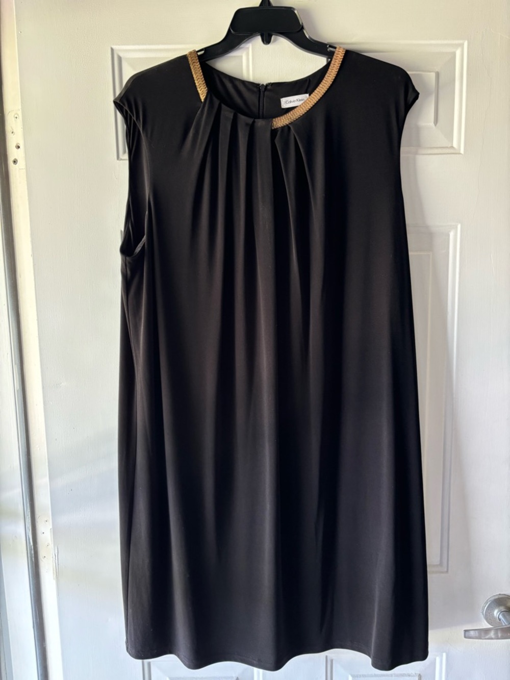 Calvin Klein Black Dress with Gold Chain Trim